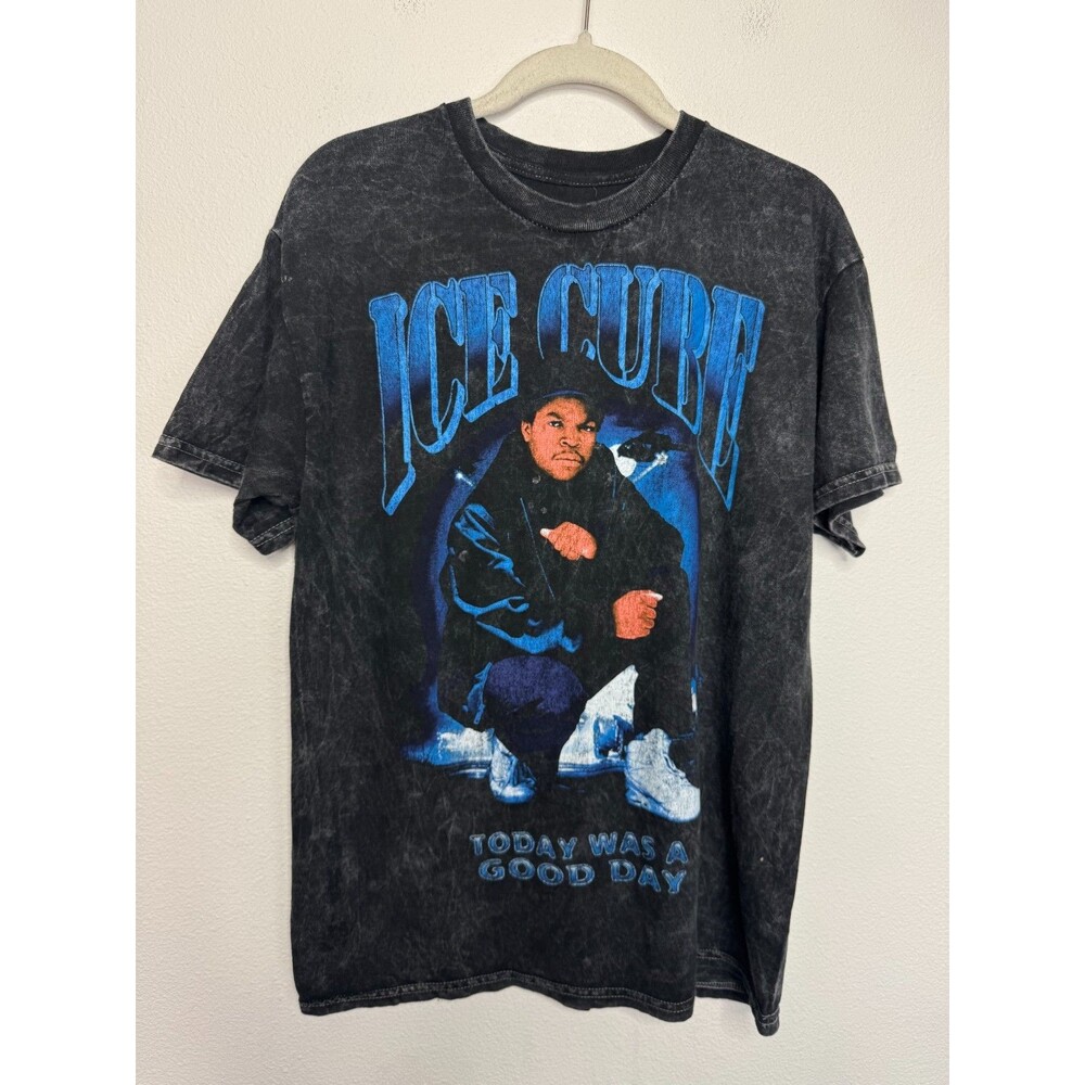 Ice Cube Medium Boys In the Hood T-Shirt Black Acid Wash Graphic Tee Oversized